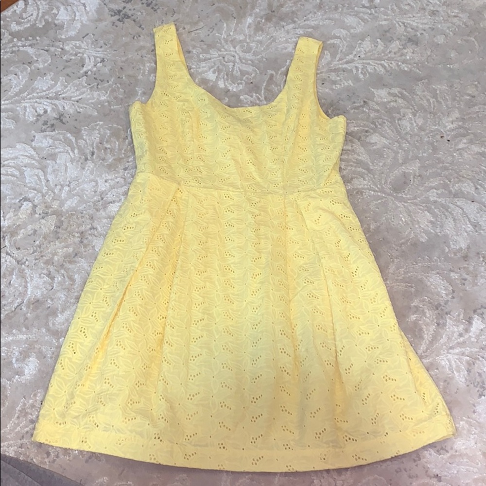 Yellow crochet mini dress